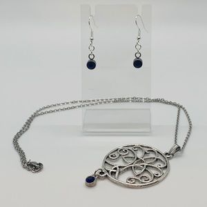 Sapphire Boho Chic Necklace & Earrings